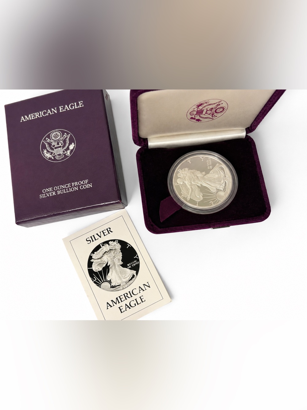 1987-S Proof American Silver
Eagle w/ COA & Boxes